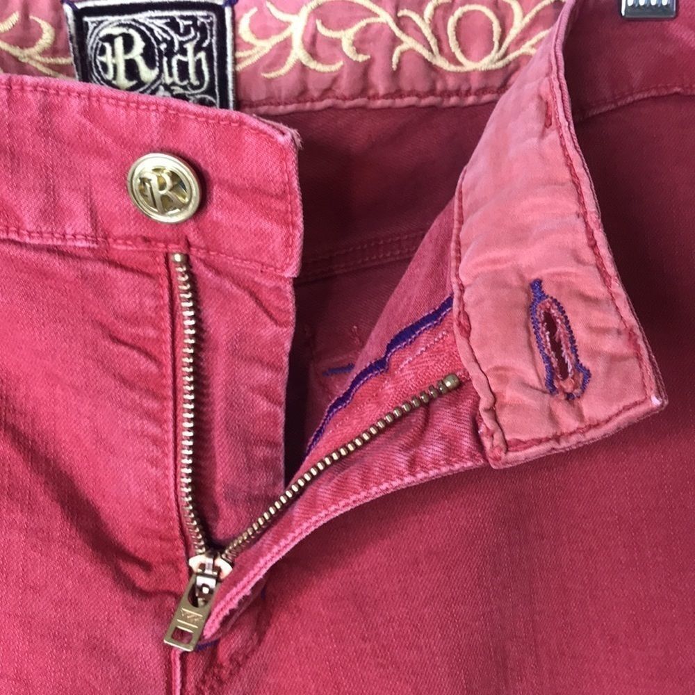 Rich & Skinny Embroidered Logo Red Jeans Rare - Picture 4 of 11